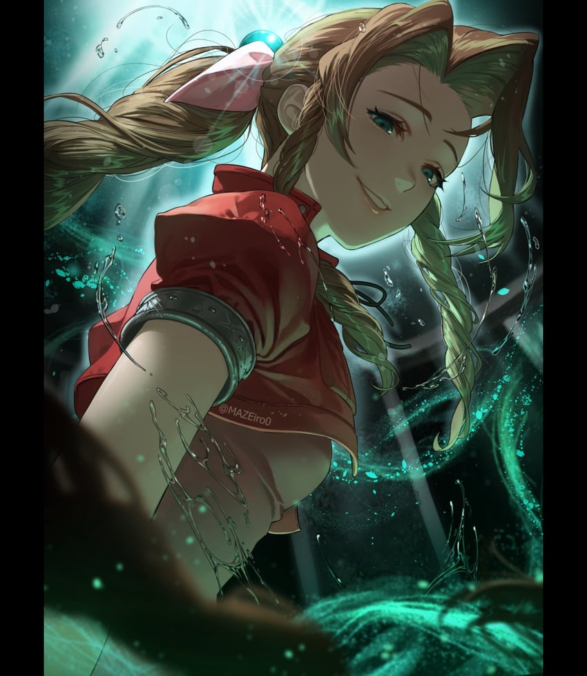aerith gainsborough (final fantasy and 1 more) drawn by maze_draws