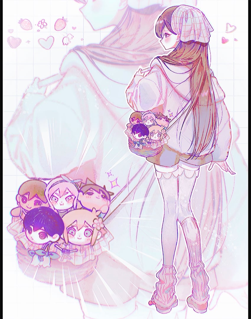 sunny, basil, aubrey, kel, hero, and 1 more (omori) drawn by ow12714