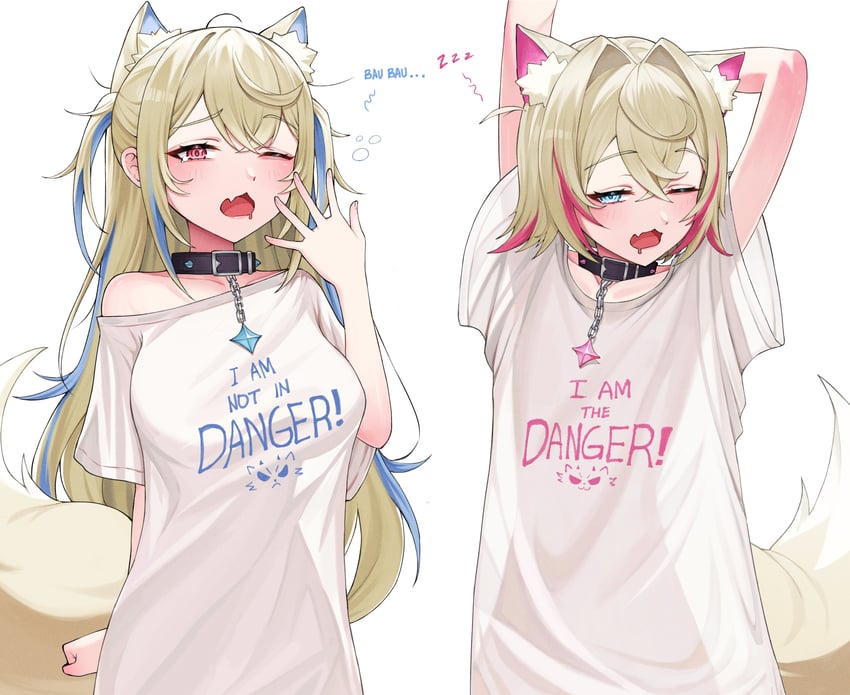 fuwawa abyssgard and mococo abyssgard (hololive and 1 more) drawn by migokami