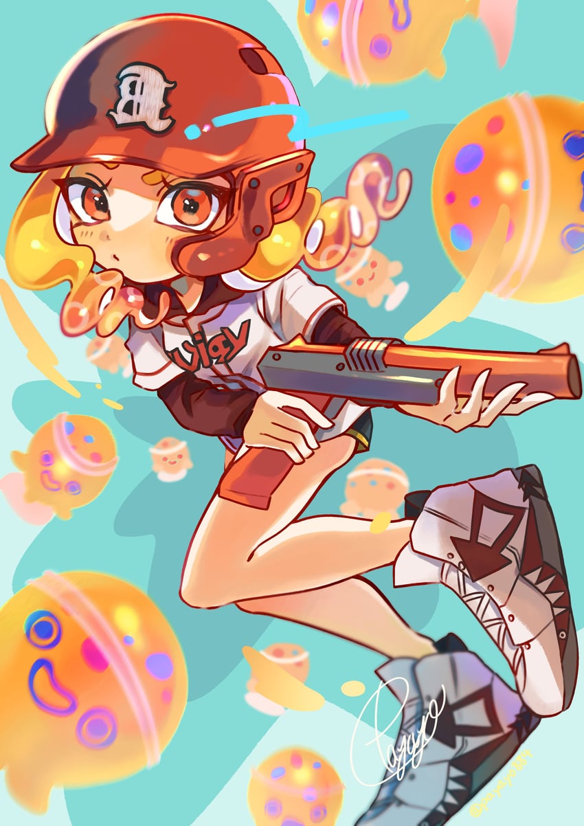 octoling player character and octoling girl (splatoon and 1 more) drawn by payayo884