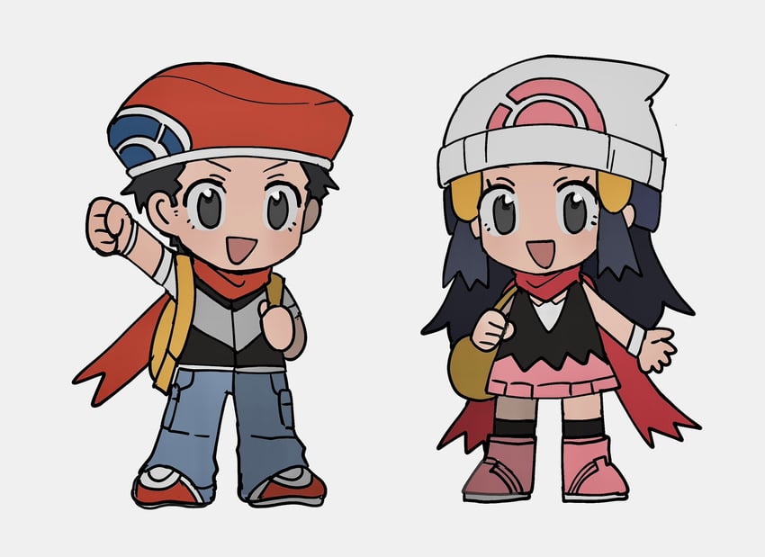 dawn and lucas (pokemon and 1 more) drawn by shichibee_(stm_mimi)