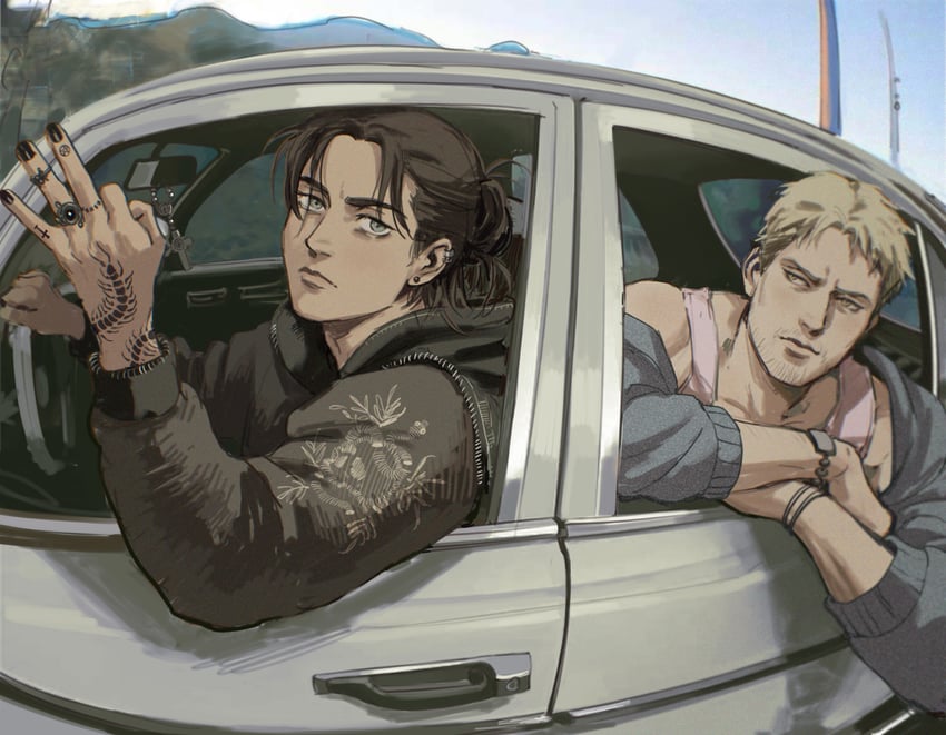 eren yeager and reiner braun (shingeki no kyojin) drawn by thisuserisalive