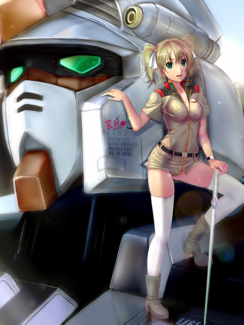 reiko holinger and gundam gp-01 zephyranthes (gundam and 2 more) drawn by h_kamome