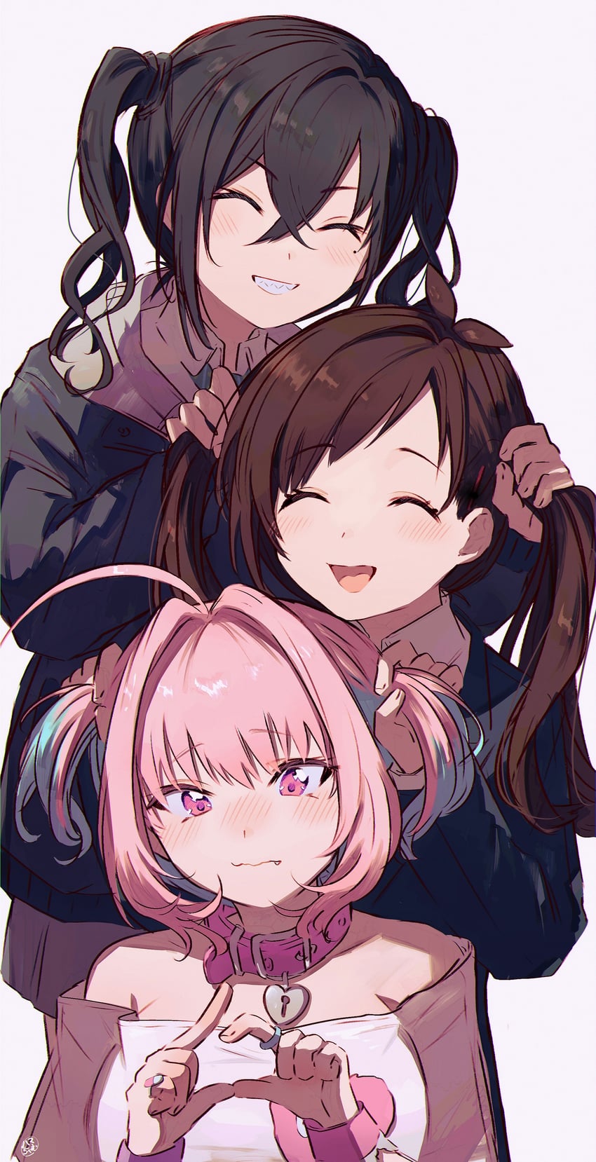 yumemi riamu, sunazuka akira, and tsujino akari (idolmaster and 1 more) drawn by hamachamu