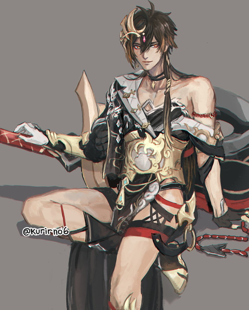zhongli and herrscher of sentience (genshin impact and 3 more) drawn by kurirno6