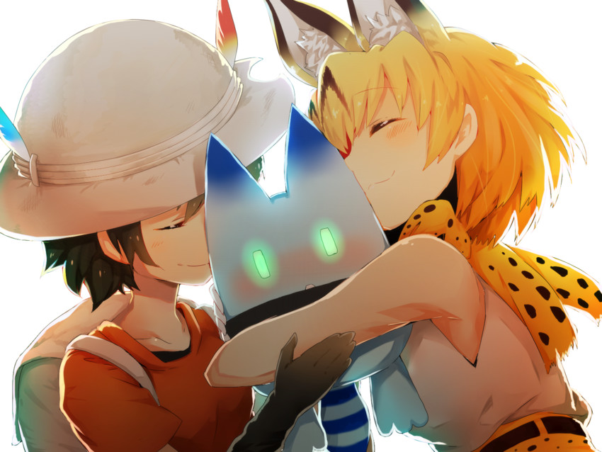 serval, kaban, and lucky beast (kemono friends) drawn by amime_(pqrs1994)