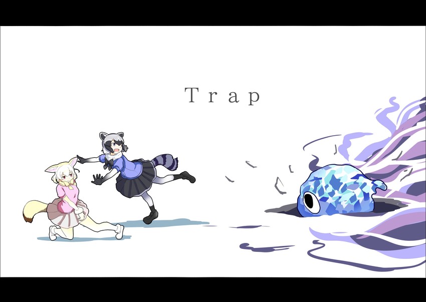 common raccoon, fennec, and cellien (kemono friends) drawn by tamiku_(shisyamo609)