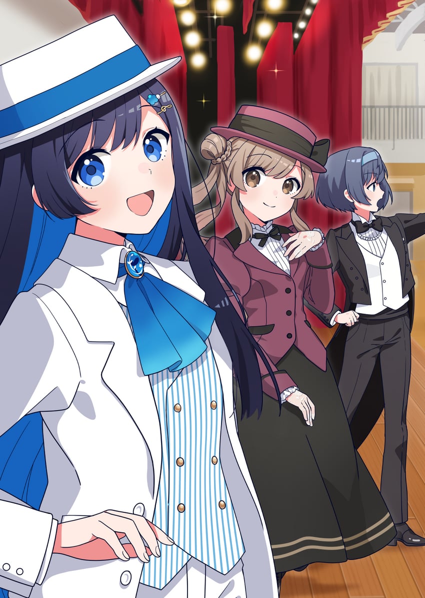 satou sasara, suzuki tsudumi, and futaba minato (cevio) drawn by binchou_maguro