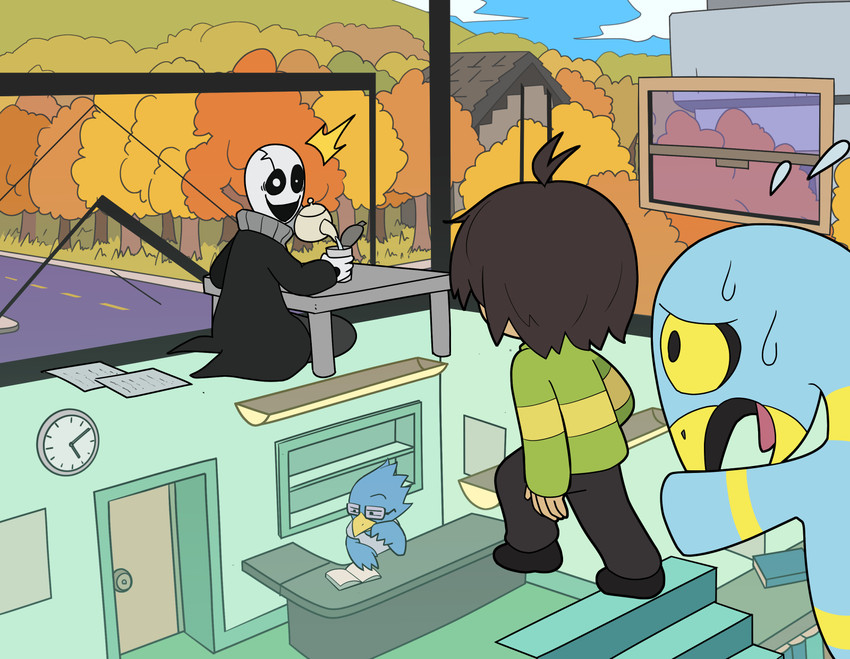 kris, w.d. gaster, and berdly (deltarune) drawn by houten_(dre_a_mer)