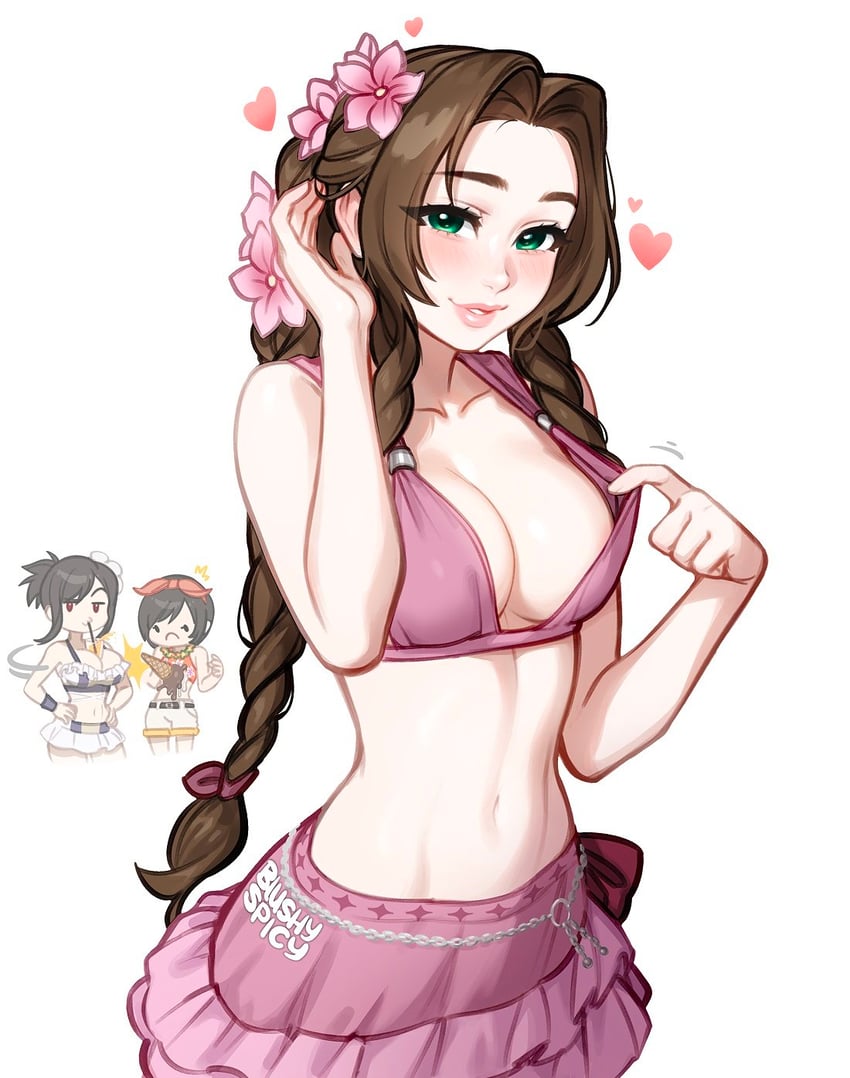 tifa lockhart, aerith gainsborough, and yuffie kisaragi (final fantasy and 3 more) drawn by blushyspicy