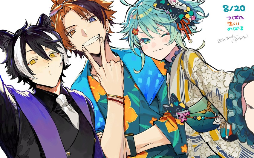 kageyama shien, yukoku roberu, and kagami kira (holostars) drawn by mebaru, namakawa, and nozaki_tsubata