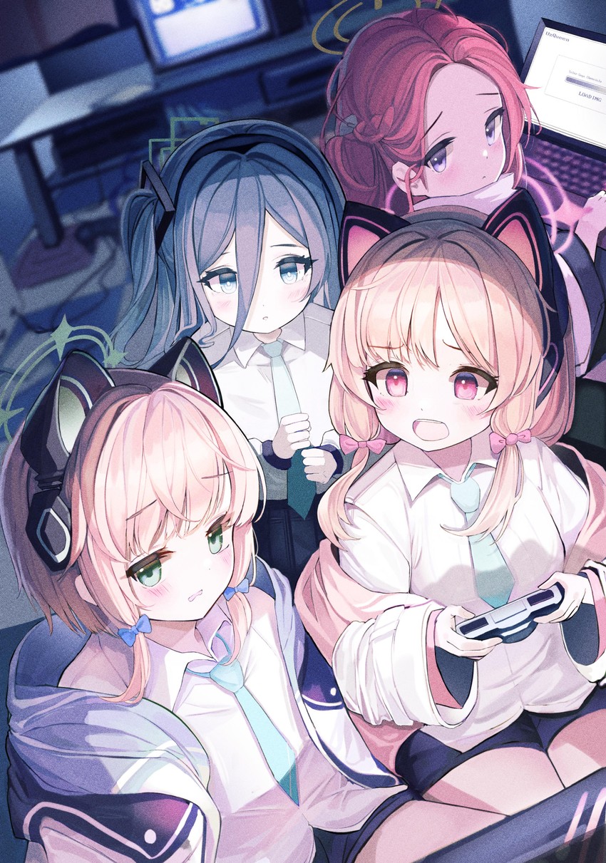 aris, momoi, midori, and yuzu (blue archive) drawn by ahr_tato