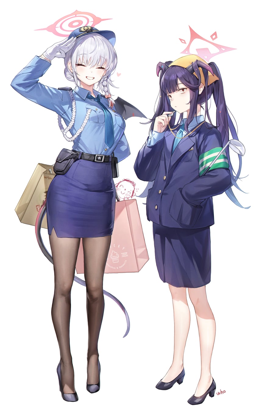 sensei, doodle sensei, haruna, and fuuka (blue archive) drawn by whoisshe