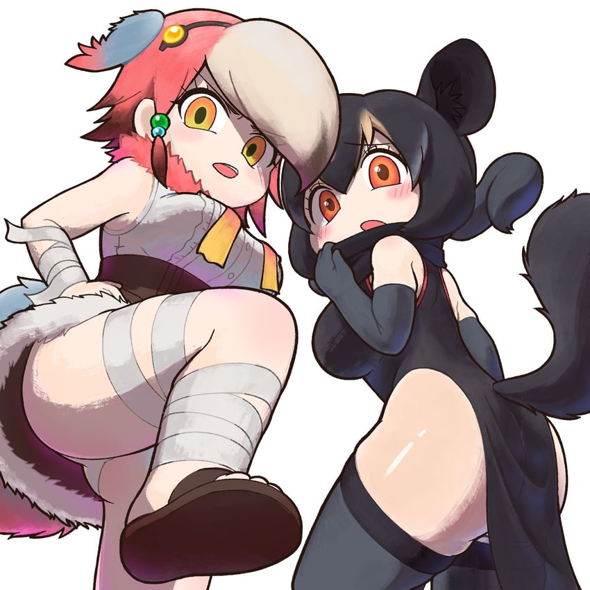 aye-aye and gastornis (kemono friends) drawn by hoshino_mitsuki