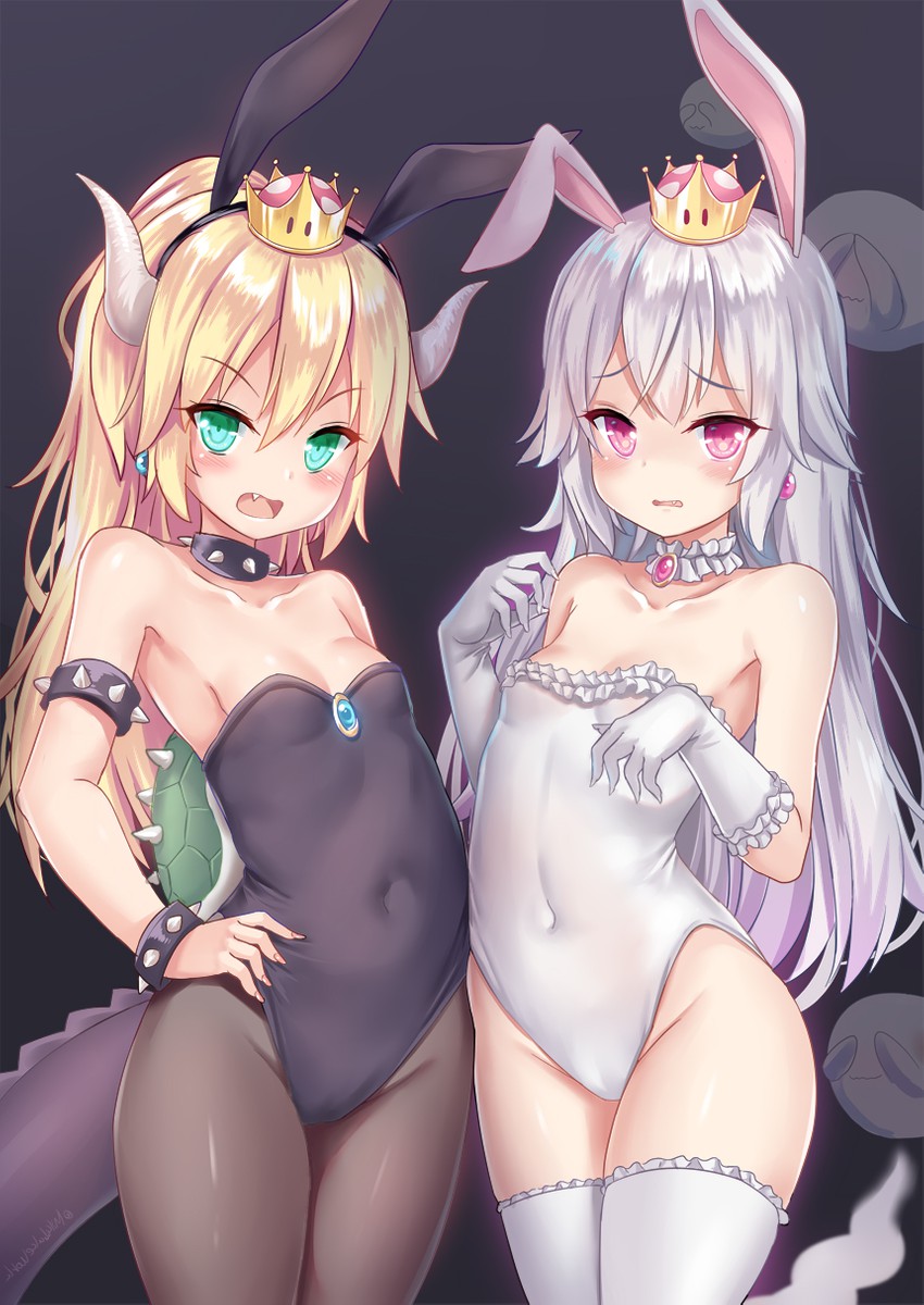 bowsette, princess king boo, and boo (mario and 2 more) drawn by milkshakework