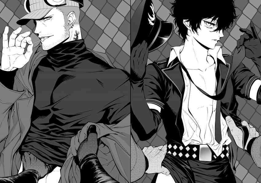 amamiya ren and iwai munehisa (persona and 3 more) drawn by ouno_mayumi