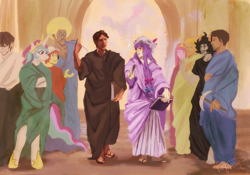 patchouli knowledge, kaiba seto, princess bonnibel bubblegum, steve, princess celestia, and 5 more (touhou and 14 more) drawn by virgils021