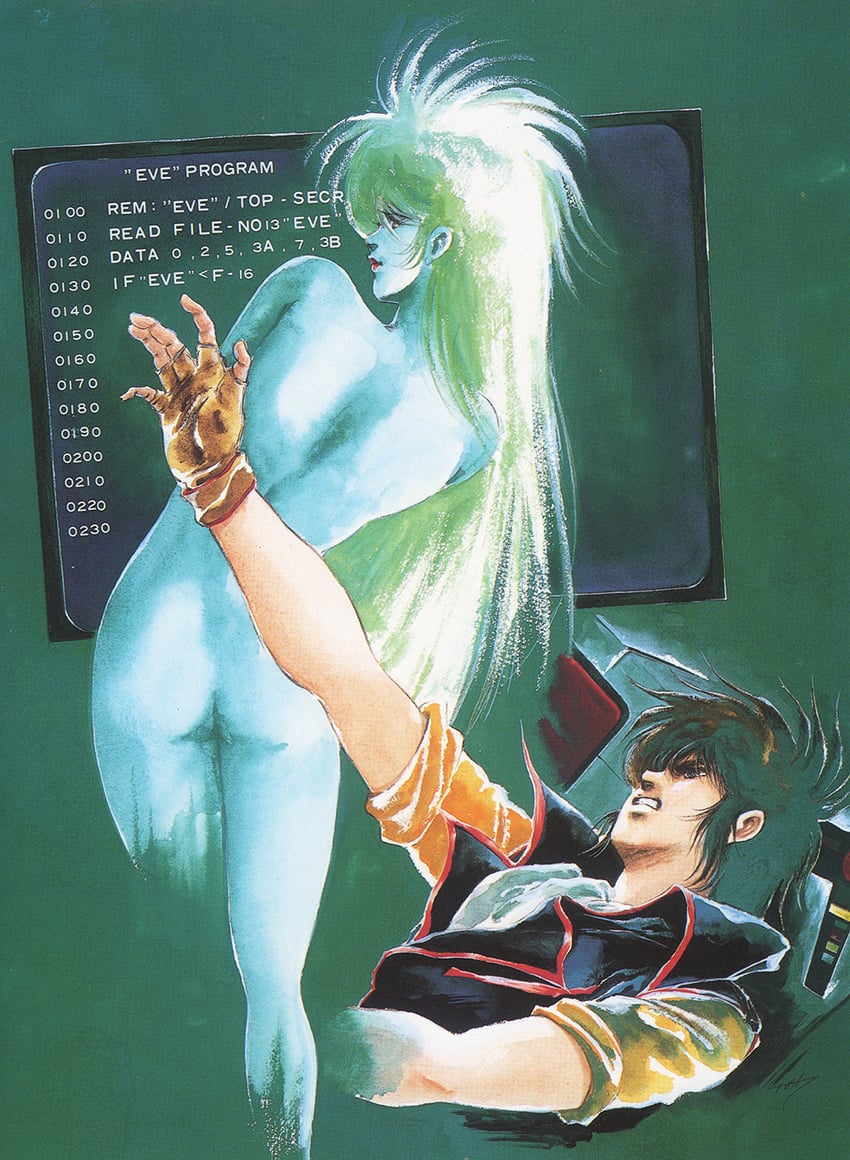 tokimatsuri eve, garland, and yahagi shougo (megazone 23) drawn by mikimoto_haruhiko