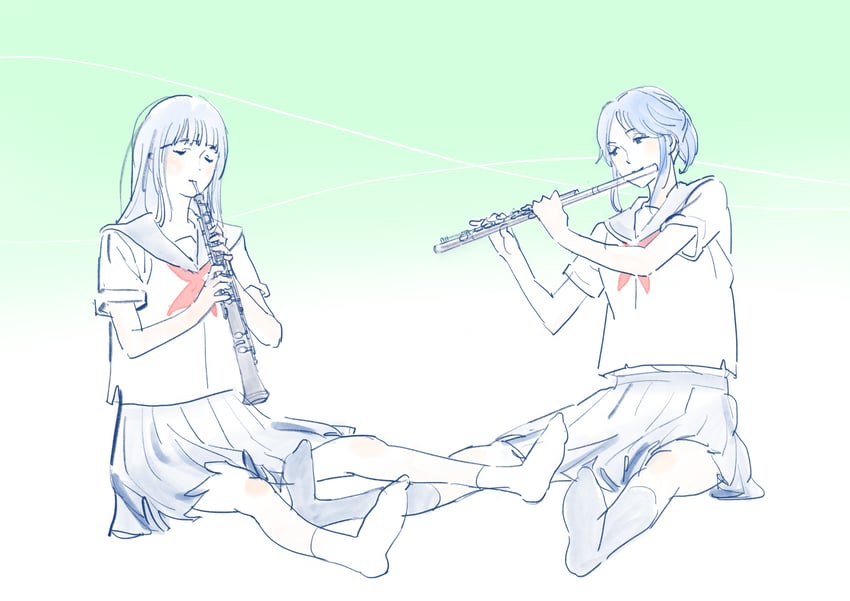 yoroizuka mizore and kasaki nozomi (hibike! euphonium) drawn by 55bata6rou