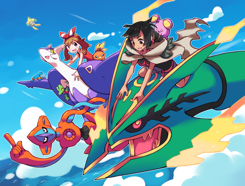 may, jirachi, torchic, mudkip, latios, and 7 more (pokemon and 1 more) drawn by limb92