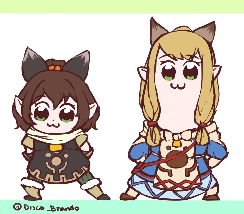 meowstress and milsee (monster hunter and 3 more) drawn by disco_brando