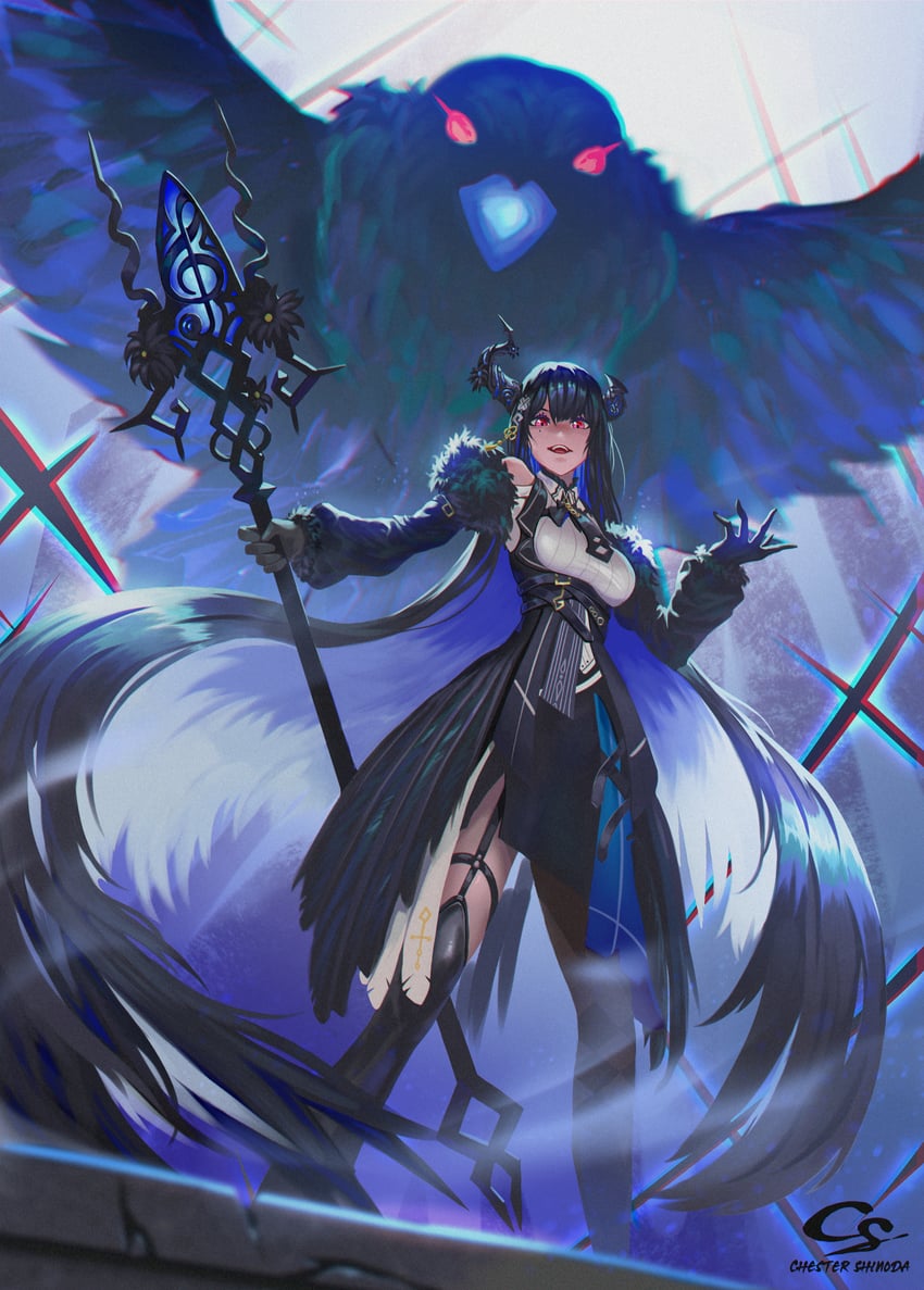 nerissa ravencroft and shadow (hololive and 1 more) drawn by chester_shinoda