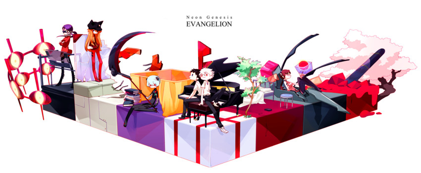 souryuu asuka langley, ayanami rei, ikari shinji, nagisa kaworu, makinami mari illustrious, and 1 more (neon genesis evangelion and 2 more) drawn by mo_(mocopo)