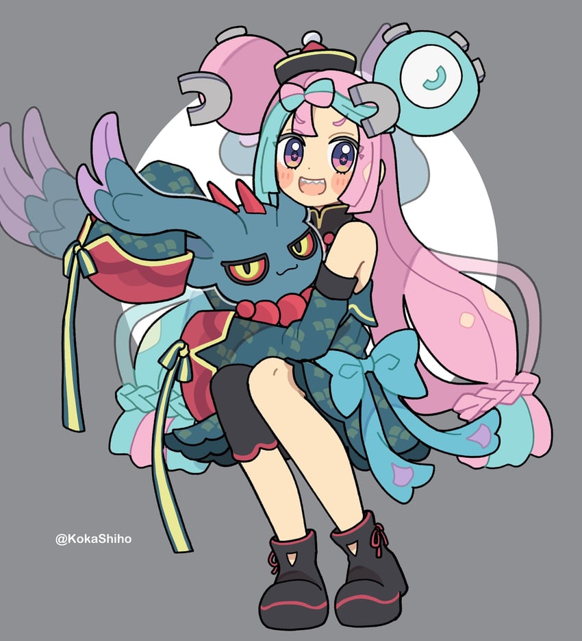 flutter mane and iono (pokemon and 1 more) drawn by kokashiho