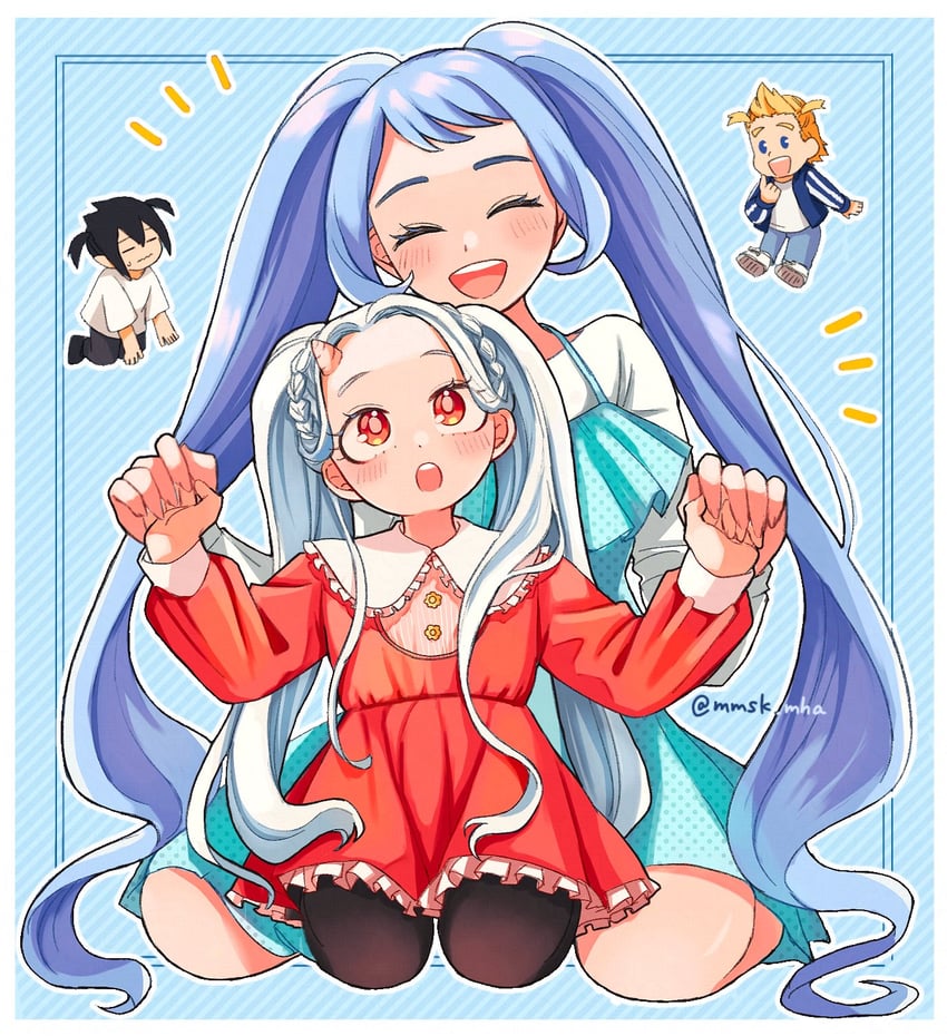 hado nejire, eri, togata mirio, and amajiki tamaki (boku no hero academia) drawn by mmsk_mha