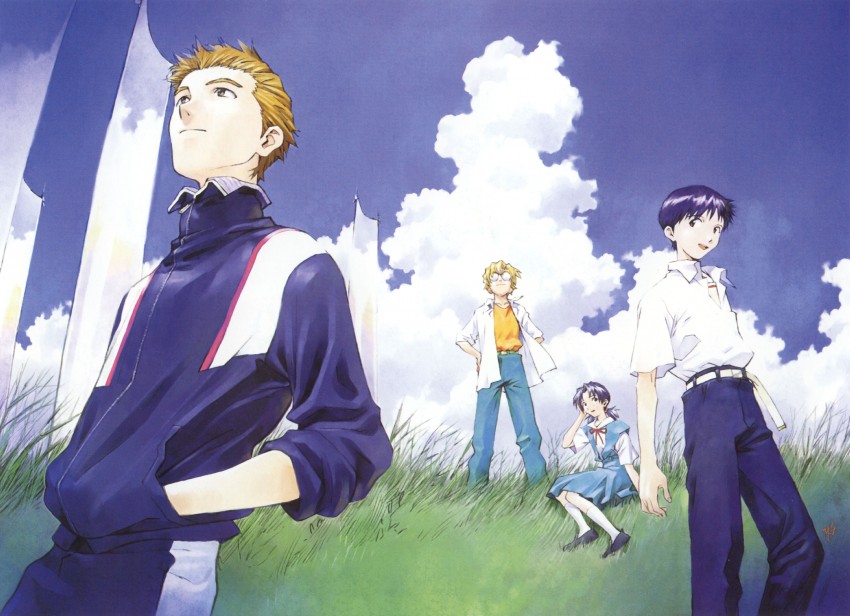 ikari shinji, aida kensuke, horaki hikari, and suzuhara touji (neon genesis evangelion) drawn by sadamoto_yoshiyuki