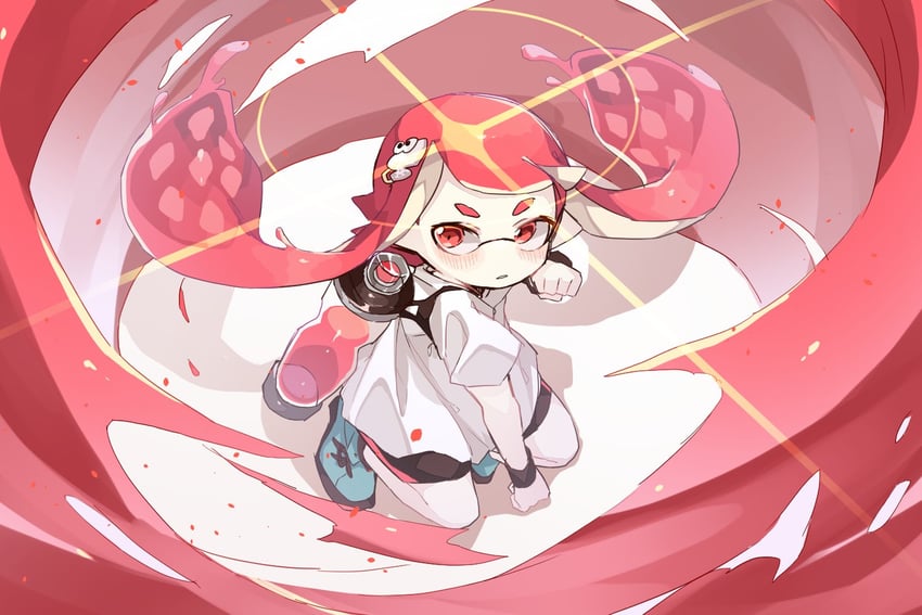 inkling player character and inkling girl (splatoon and 1 more) drawn by ika_esu