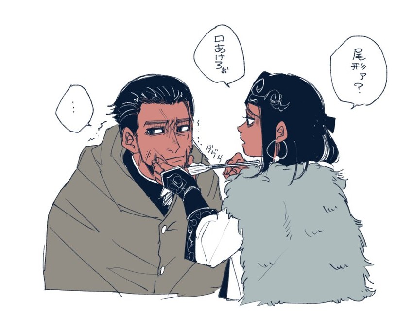 ogata hyakunosuke and asirpa (golden kamuy) drawn by vu_uv55