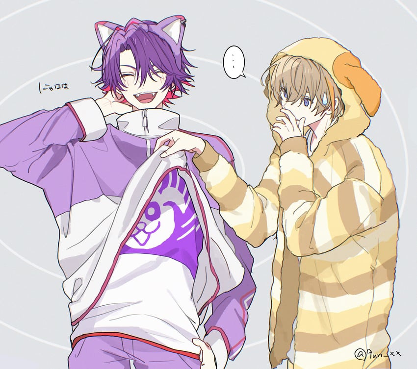 watarai hibari and fura kanato (nijisanji) drawn by gun_(9un_xx)