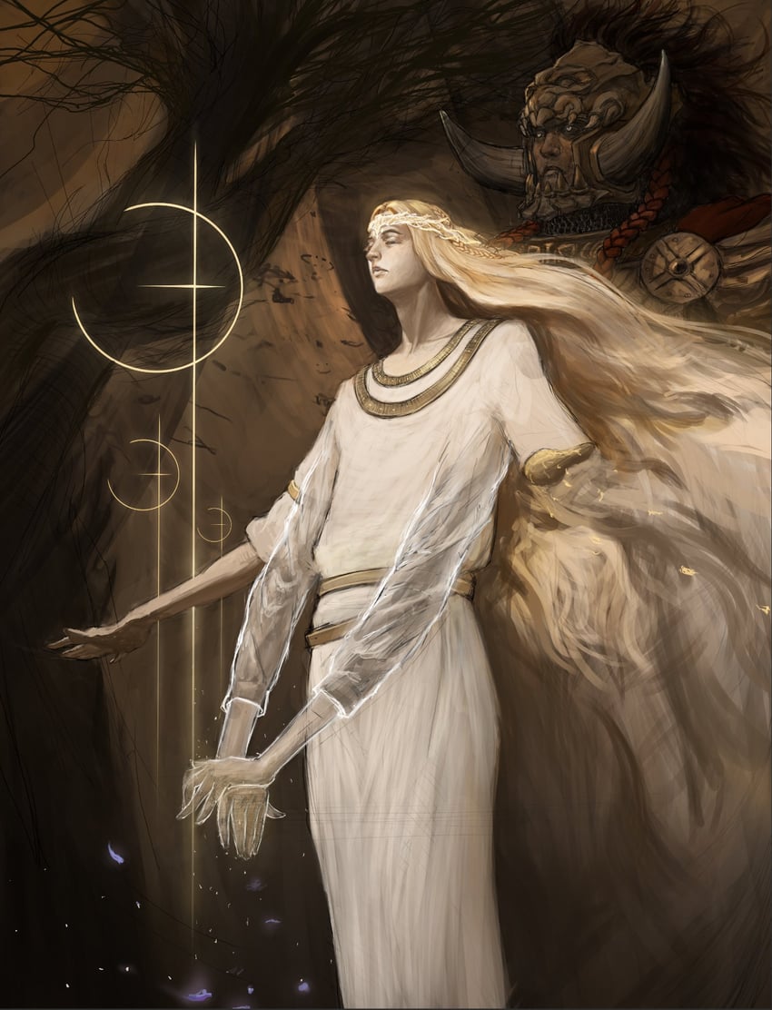 miquella and promised consort radahn (elden ring and 1 more) drawn by tenzin_draws