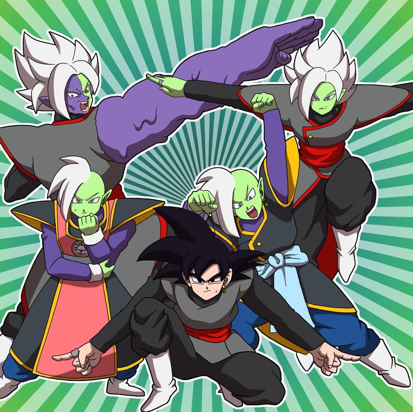 goku black, zamasu, and fused zamasu (dragon ball and 1 more) drawn by nxauto
