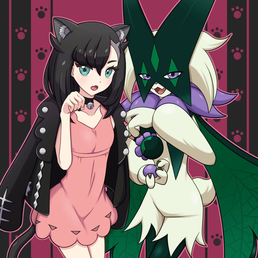 marnie and meowscarada (pokemon and 1 more) drawn by yuu_(jgvj7873)