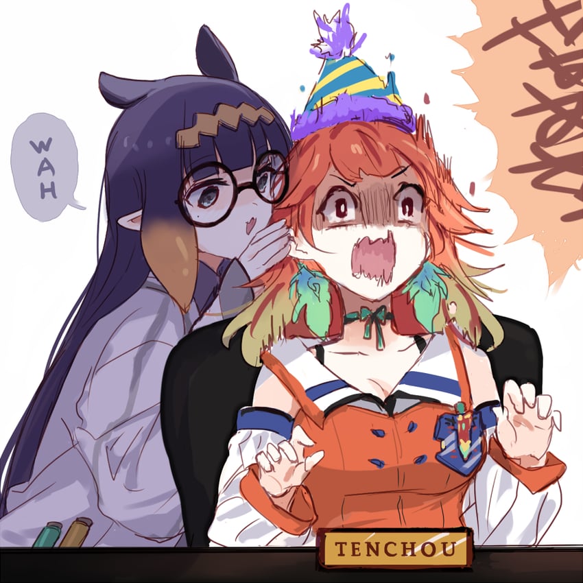 ninomae ina'nis and takanashi kiara (hololive and 1 more) drawn by yuuyu_(777)