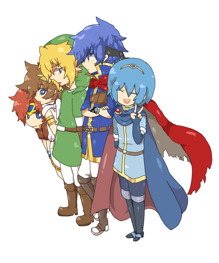 link, ike, pit, marth, and roy (fire emblem and 7 more) drawn by kuroka24