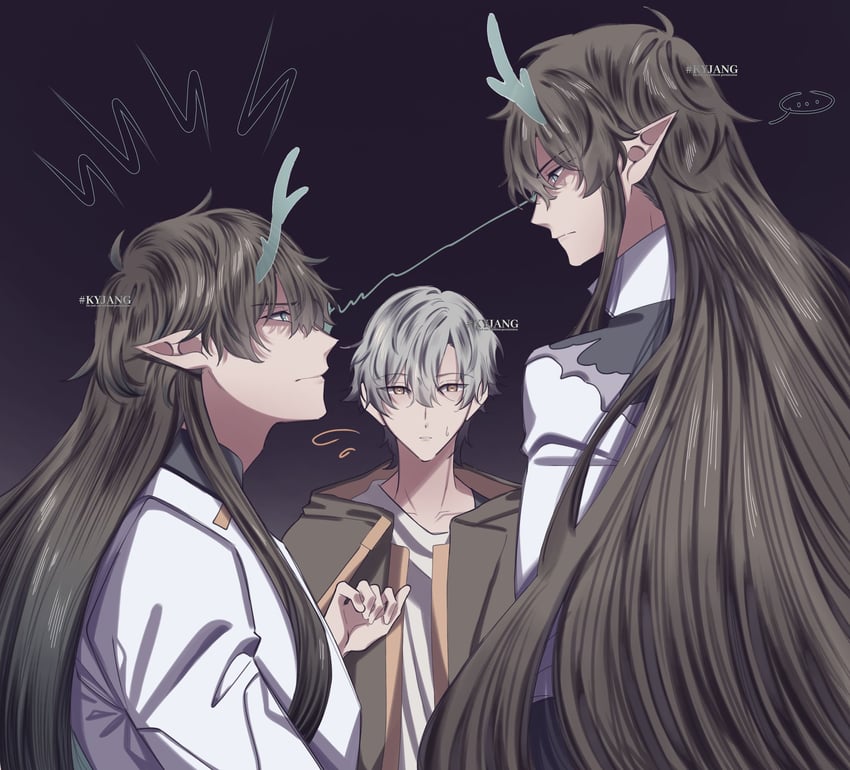 trailblazer, caelus, dan heng, and dan feng (honkai and 1 more) drawn by kyyyjang