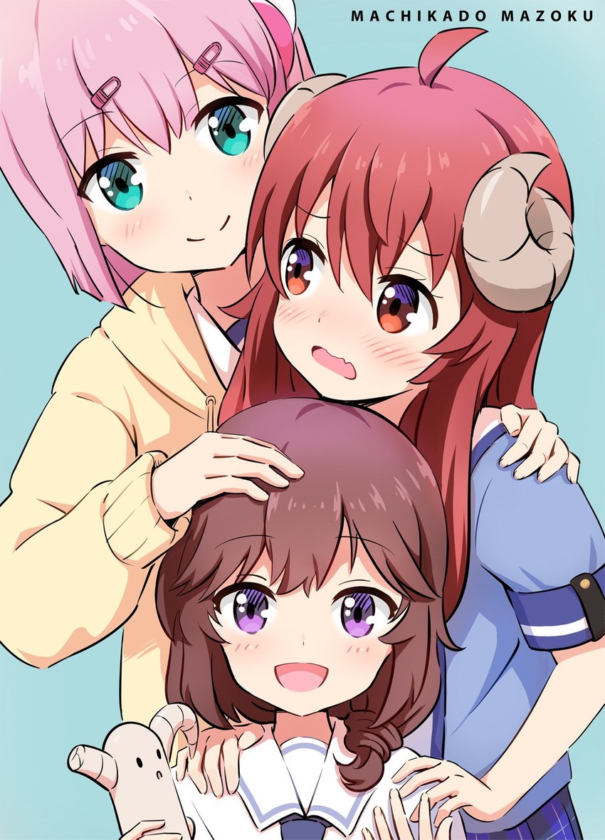 yoshida yuuko, chiyoda momo, and yoshida ryouko (machikado mazoku) drawn by asou_(asabu202)