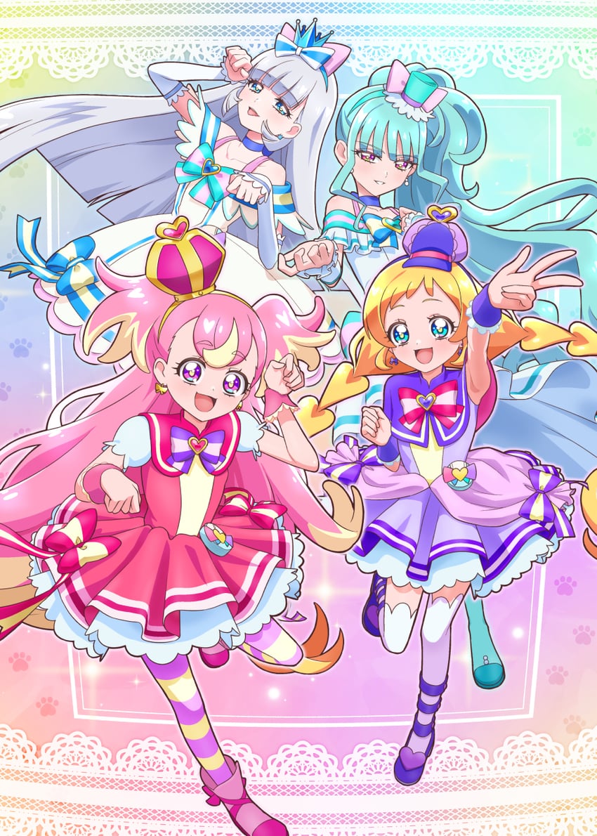 nekoyashiki yuki, inukai komugi, nekoyashiki mayu, inukai iroha, cure wonderful, and 3 more (precure and 1 more) drawn by tiler_(tiler00)