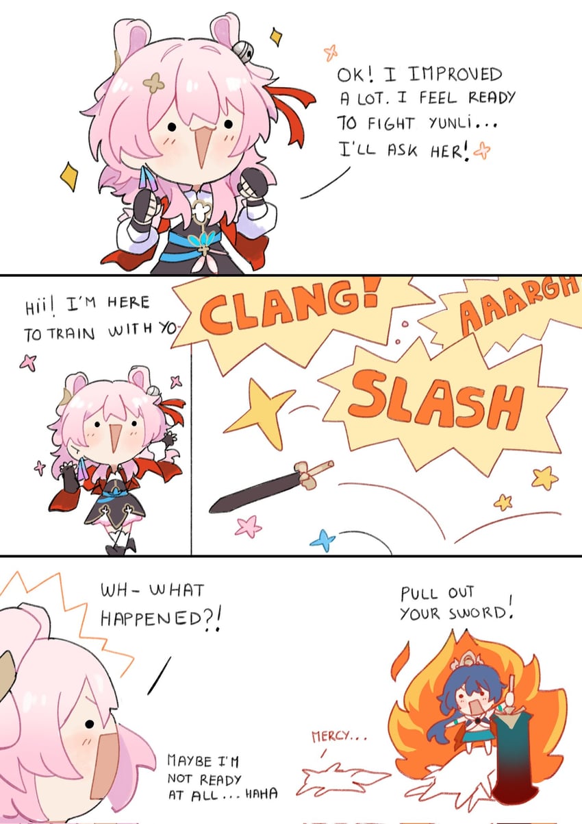 march 7th and yunli (honkai and 1 more) drawn by nya_deko