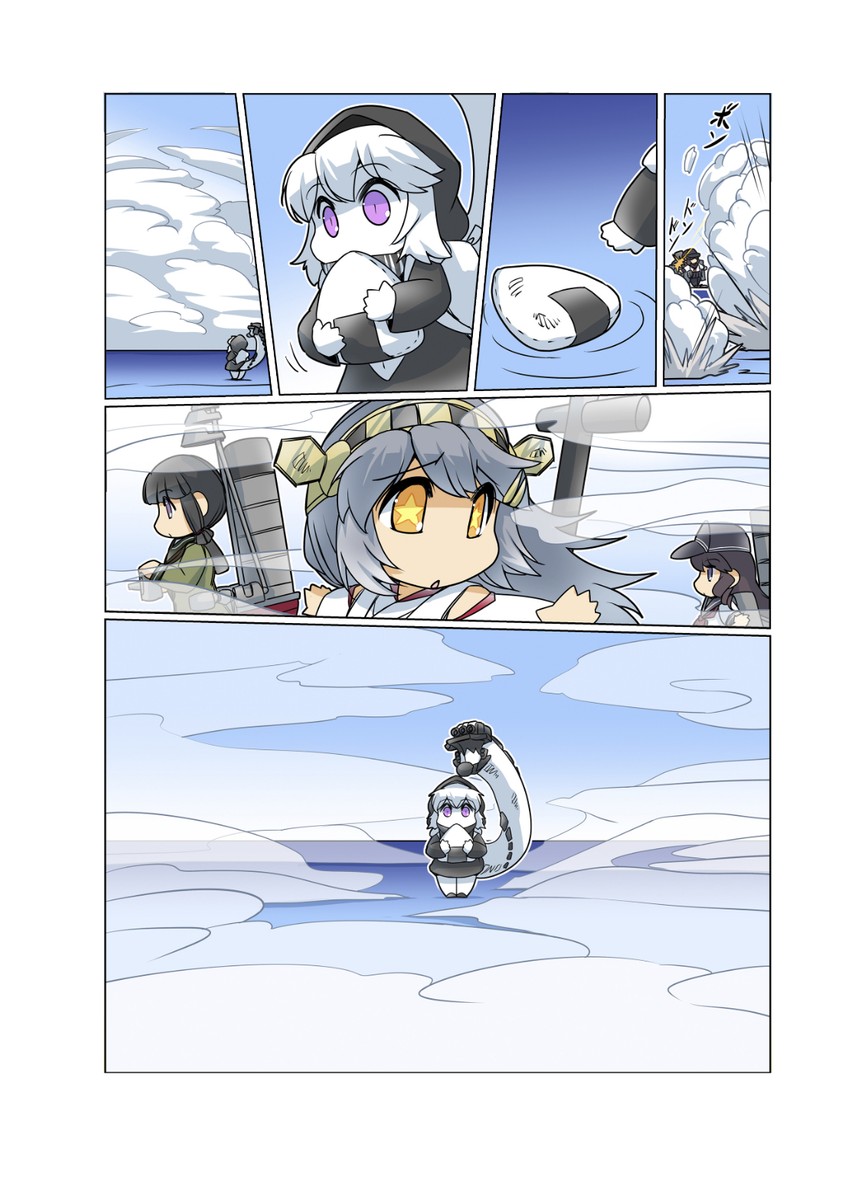 akatsuki, haruna, kitakami, and re-class battleship (kantai collection) drawn by hisahiko