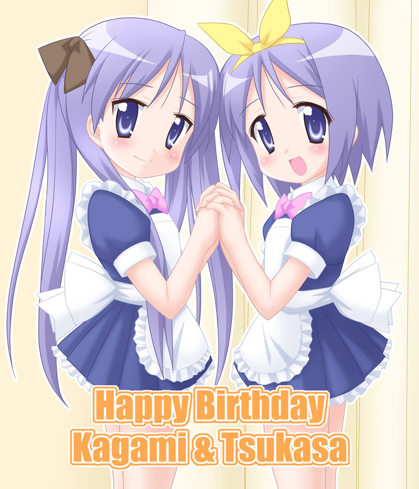 hiiragi kagami and hiiragi tsukasa (lucky star) drawn by minami_sei