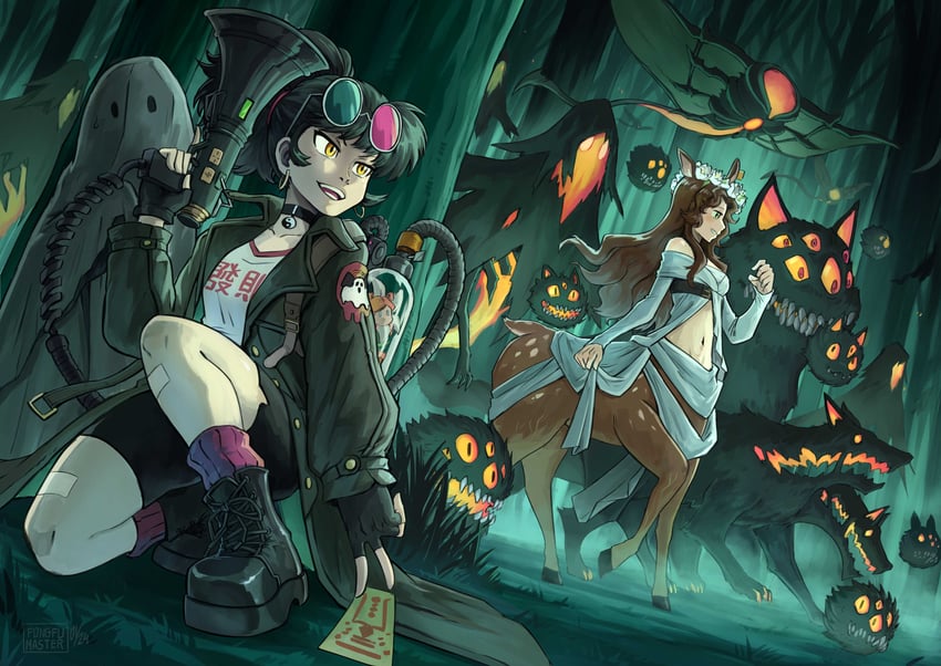 jessica, an-an lee, carbuncle, and poltergeist (reverse:1999) drawn by oscar_fong
