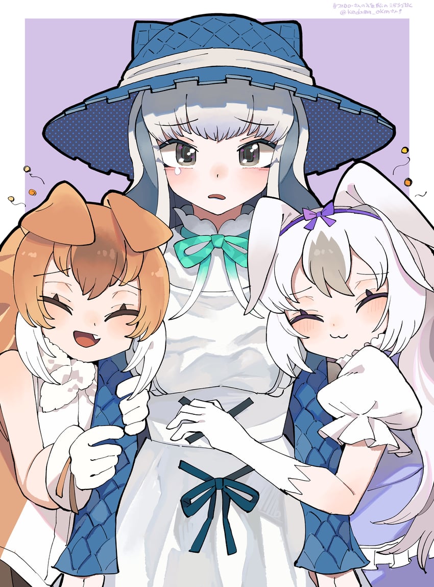 dhole, komodo dragon, and snowshoe hare (kemono friends) drawn by kanmoku-san