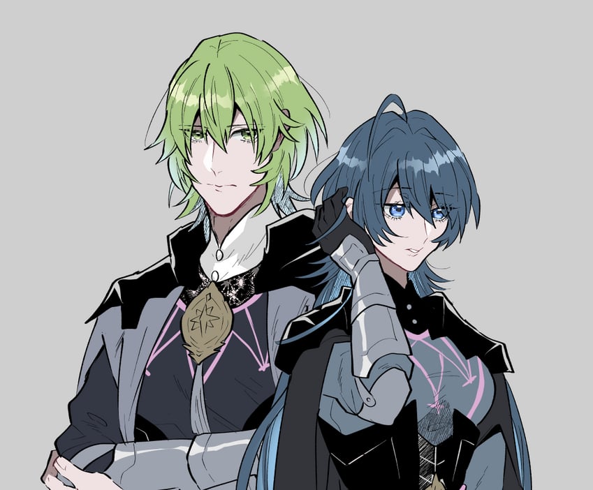 male byleth and female byleth (fire emblem and 1 more) drawn by ojnta0505