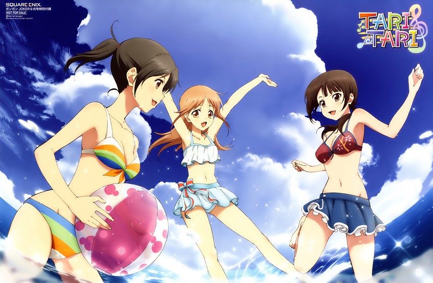 okita sawa, miyamoto konatsu, and sakai wakana (tari tari) drawn by amano_kazuko