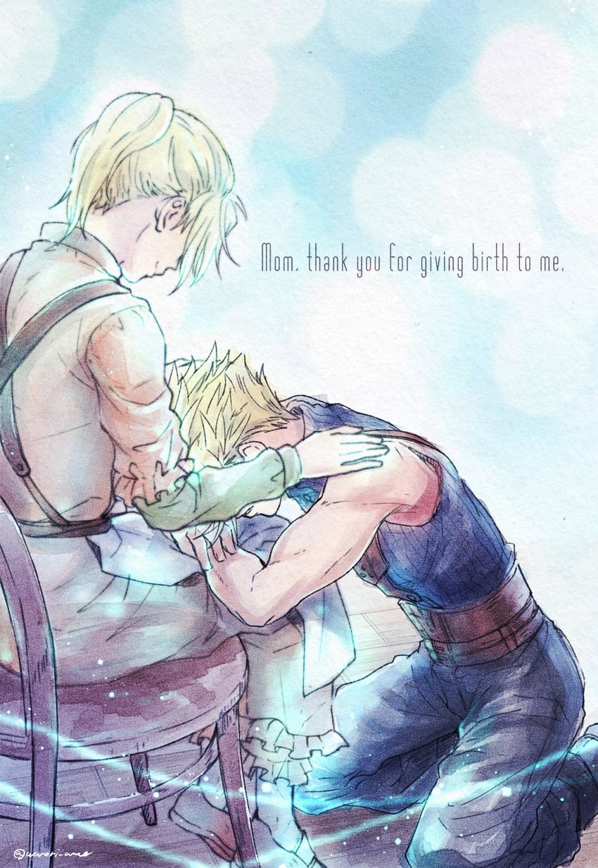 cloud strife and claudia strife (final fantasy and 2 more) drawn by warori_anne