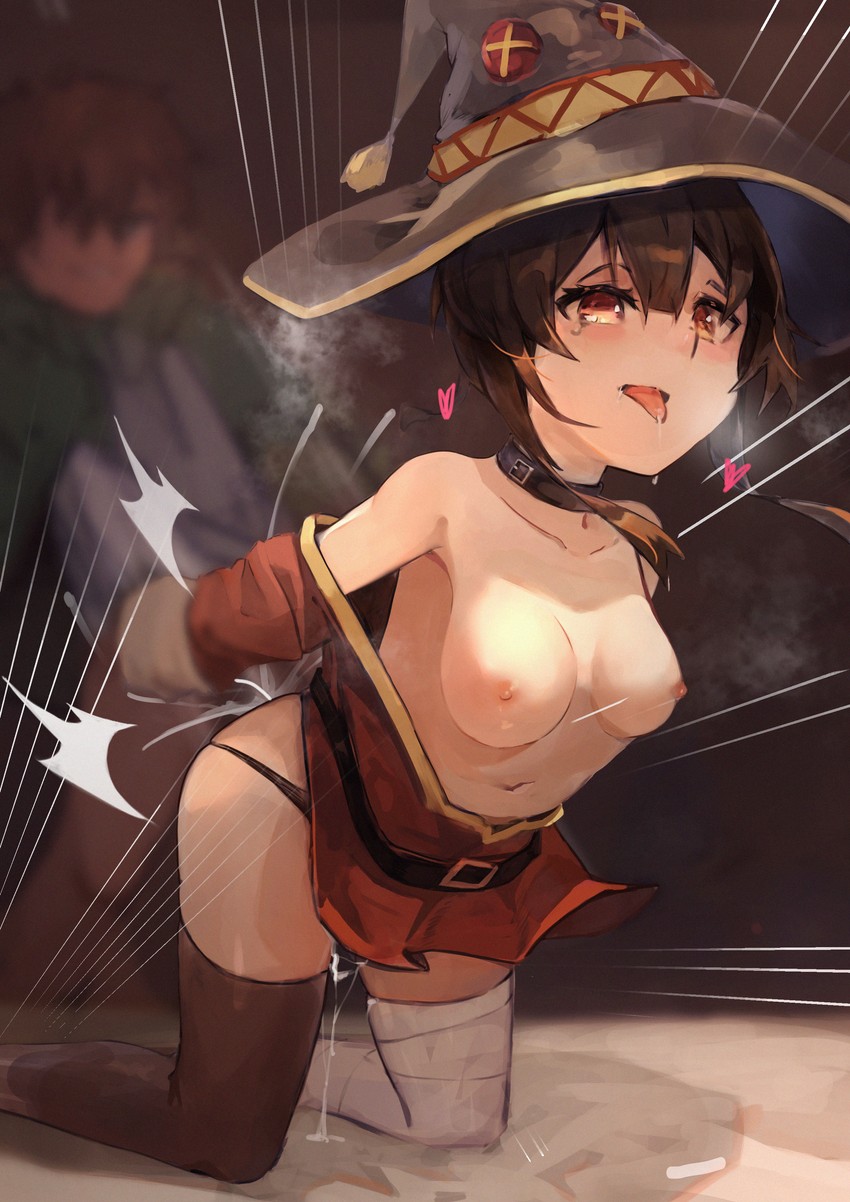 megumin and satou kazuma (kono subarashii sekai ni shukufuku wo!) drawn by milbi